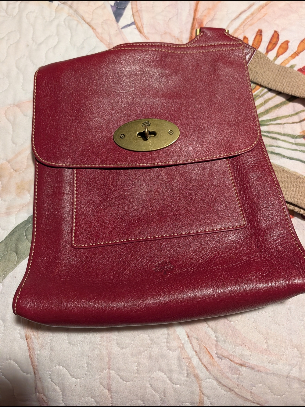 Mulberry Bordeaux Leather Crossbody with Brass Turnlock